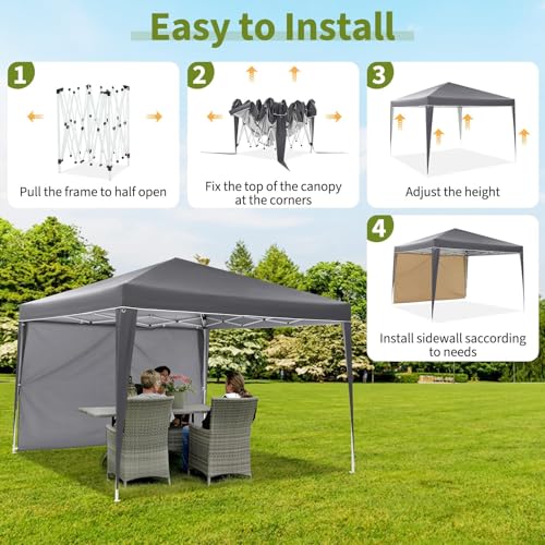 10x10 Pop Up Canopy with 4 Sidewalls, Outdoor Portable Instant Canopy Tent, Outdoor Canopy, Waterproof Pop Up Tent, Versatile Gazebo for Camping, Outdoor Parties, Backyard,Beach Activities,Grey - Image 6