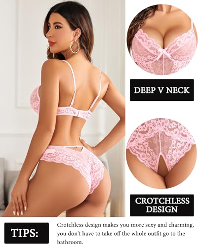 Image of Avidlove Women Lingerie Lace Bodysuit Teddy Lingeries V Neck Cut Out One Piece Mini Babydoll