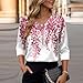 3/4 Length Sleeve Women Tops Dressy Casual Fashion Blouse Printed V Neck T Shirt Vacation Summer Satin Shirts