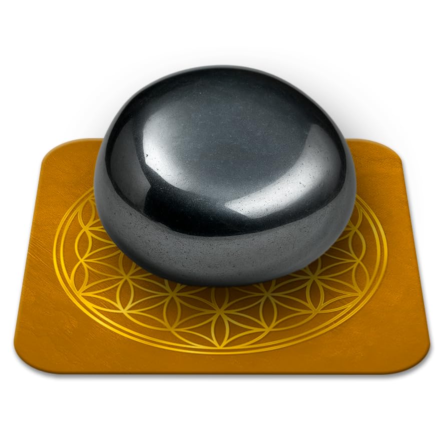 Piedra hematita natural pulida 2-3 cm calidad premium | Anclaje Determinación Fuerza Interior | Flor de la vida incluida | Guía práctica y meditación offertss | Regalo Zen Bienestar | 1 unidad