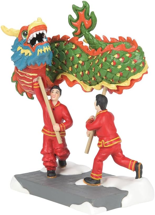 Department 56 Christmas in the City Village Accessories Chinese Dragon Dance Figurine, 4.8 Inch, Multicolor