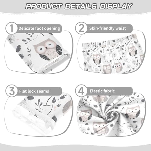 Girls Leggings Soft Toddler Ankle Length Bottoms Cute Owl Kids Dance Yoga Pants 4-10 Years3