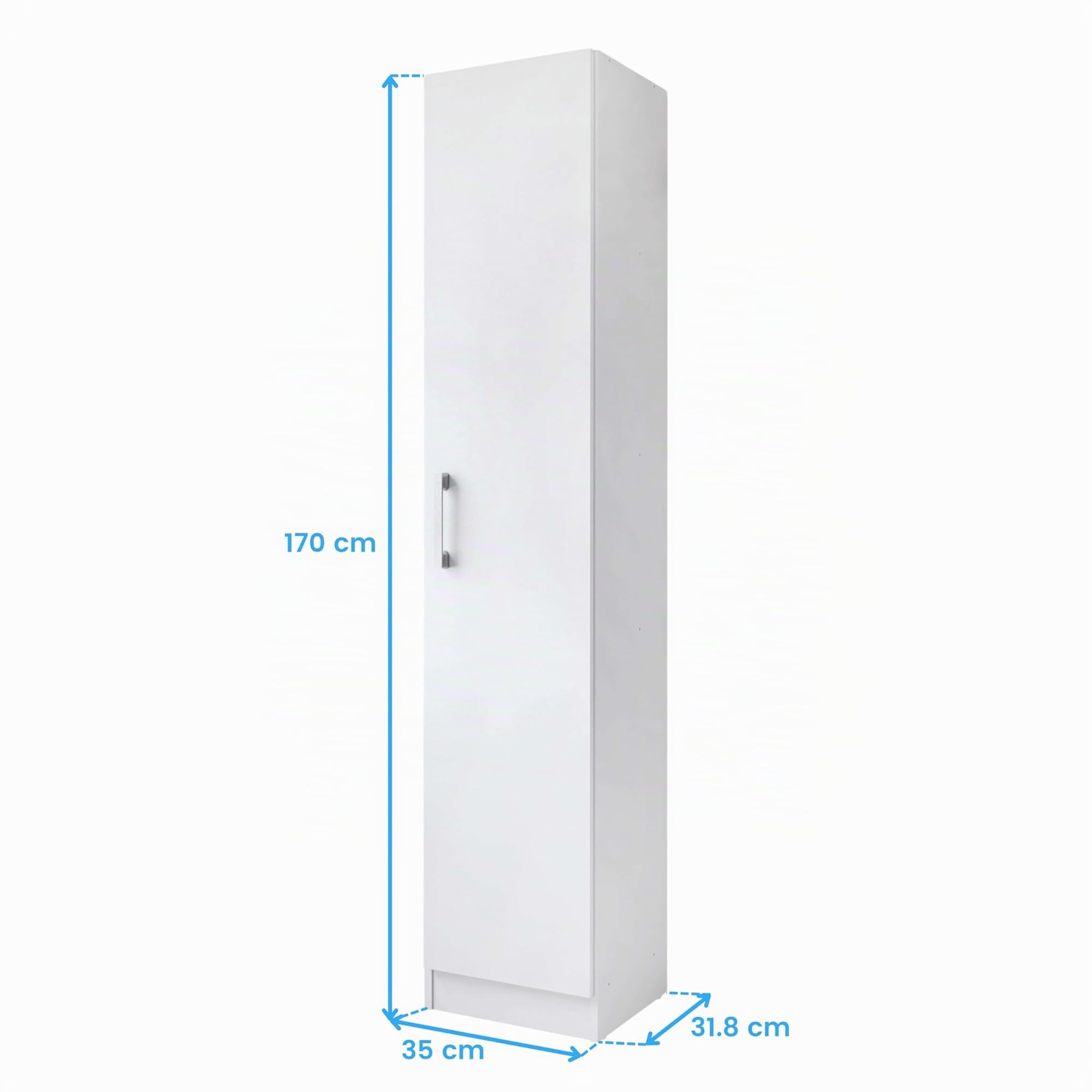 Miroytengo Hoher Mehrzweckschrank mit Klapptür, modern, für Küche und Aufbewahrung, Weiß, 35 x 170 cm