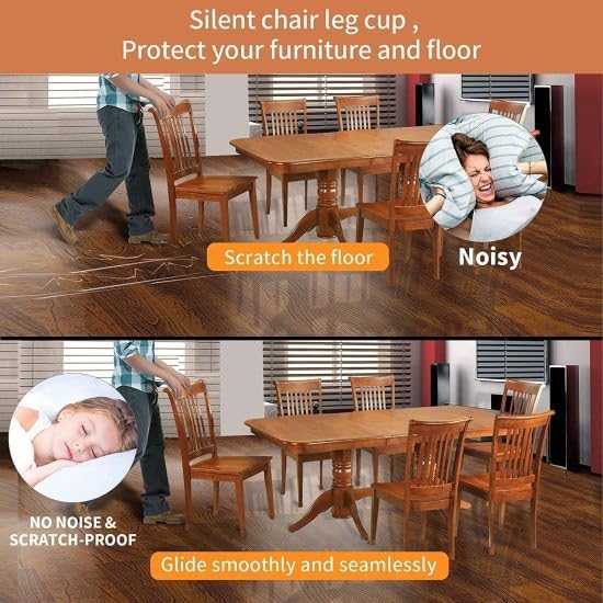 REDITEX 16 Pcs Large Brown Chair Leg Floor Protectors - Silicone Covers with Felt Bottom - Protect Hardwood, Wood, Tile Floors - Non-Slip, Furniture Leg Caps W- 1.18 inch or 3cm (16) 3