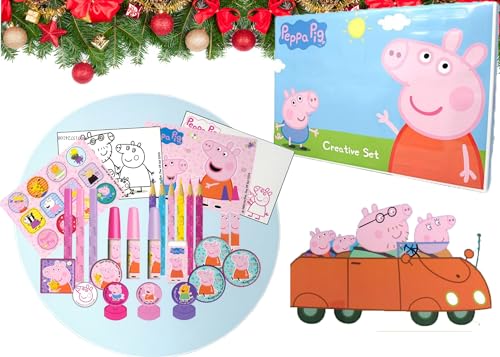 Peppa Advent Calendar Stationery Craft & Colouring Activites Creative Set Christmas Countdown Calendar Pig Character Festive Gift