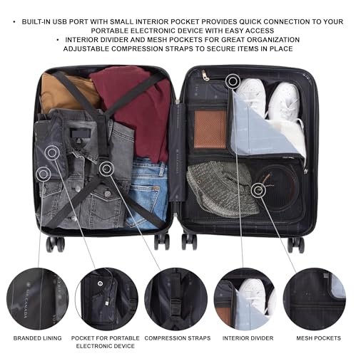 Air Canada Carry-On Luggage 19-Inch – Lightweight Hardside Carry-On Suitcase with Spinner Wheels, Durable Travel Luggage, Black image 7
