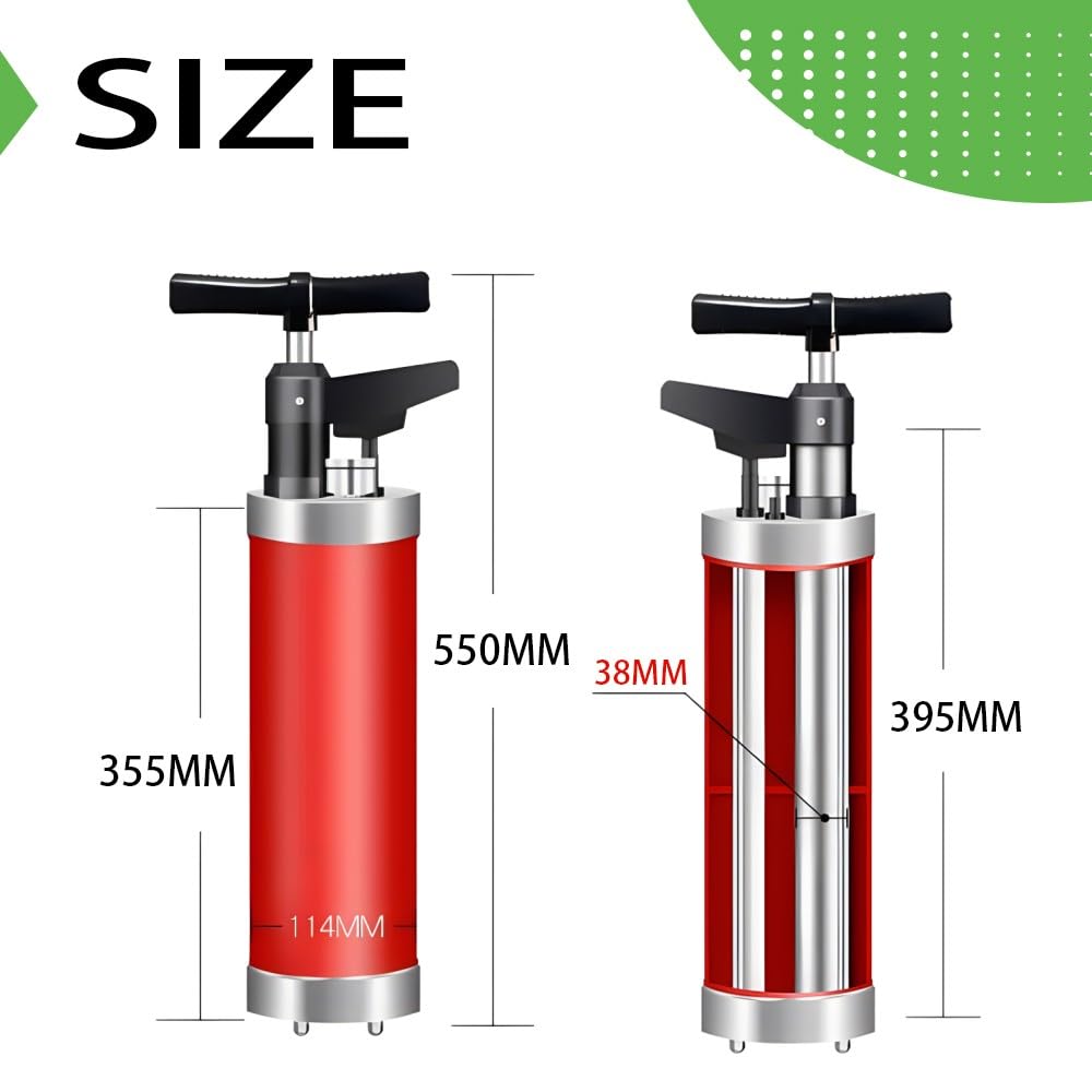 Desatascador Tuberias Profesional con 4 Cabezales Reemplazables, Desatascador WC de Alta Presión con Manómetro, Desatascador a Presión Desatascador, para Inodoro Baño Cocina