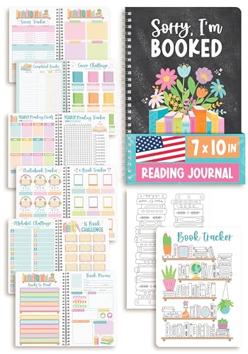 Reading Journal for Women - Book Journal Reading Log Spiral Readers Journals for Book Lovers Gifts Journaling Kit & Supplies Graduation Gifts Designed in USA