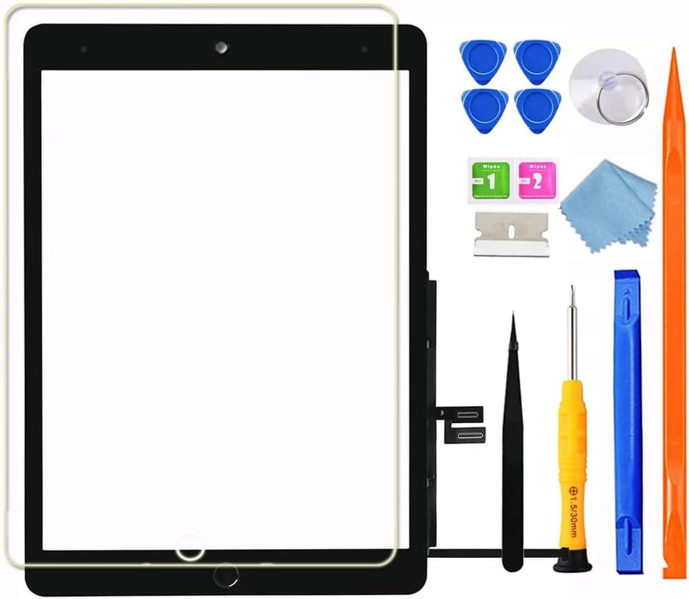 For iPad 7/8/9 (9th Generation) A2602 A2603 A2604 A2605 Screen Replacement Digitizer Touch Glass Kits, for iPad 9th Gen 10.2 Inch (2021 Released) black