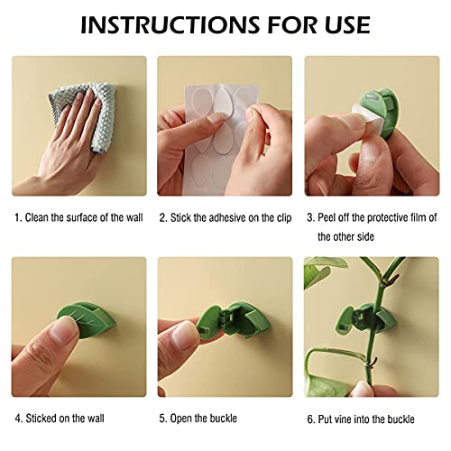 Luckjuju 100 Pcs Plant Climbing Wall Fixture Clips Self-Adhesive Hook Vines Traction Clips Invisible Holder Garden Green Leaf Simulation Self-Adhesive Hook Wire Fixing Supporting #TOP5