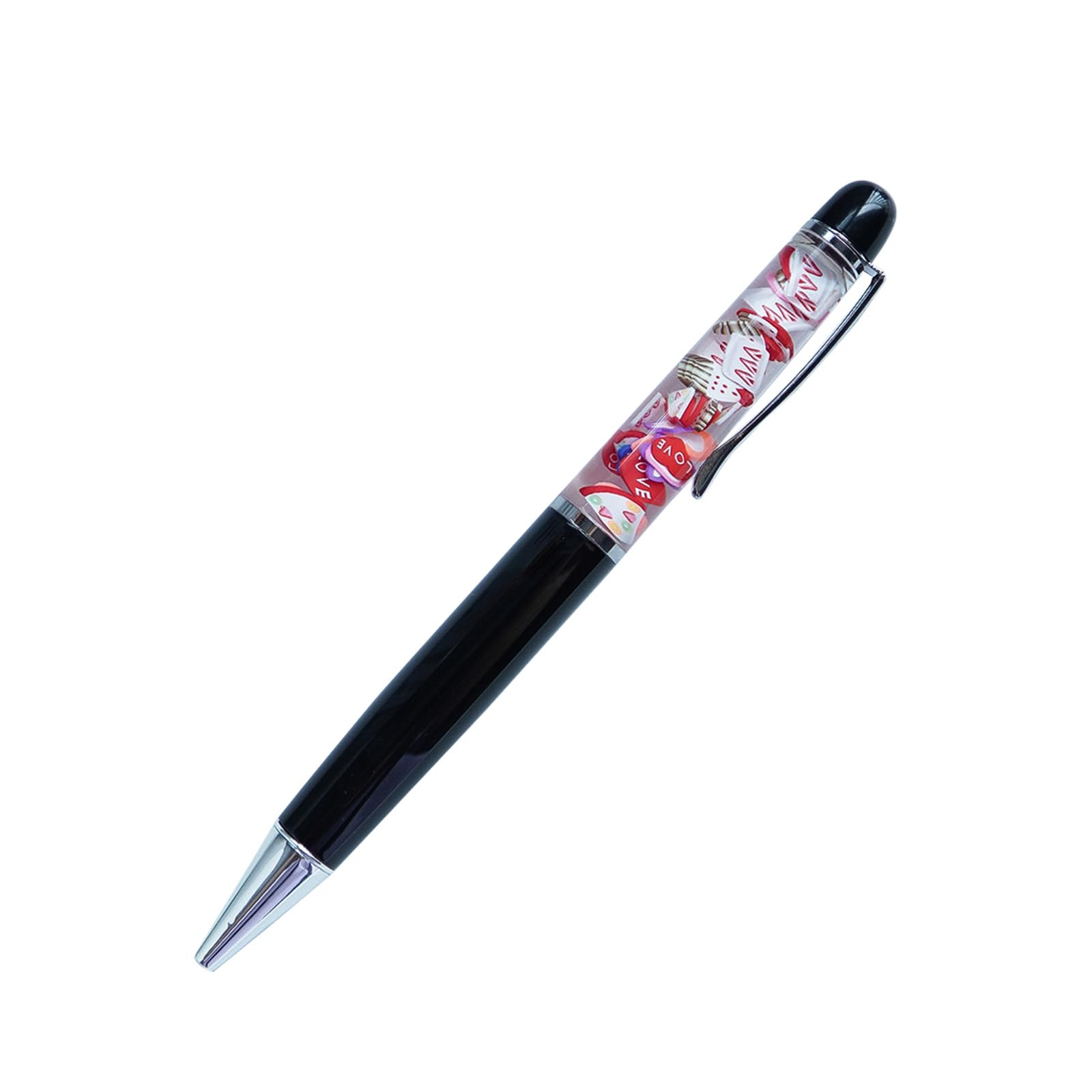 Sikyby Cake Strawberry Pizza Love Heart Birthday Funny Pens Cute Floater Floating Liquid Writing Journaling Office Pen Unique Gift For Women Men Kids Girl Boy