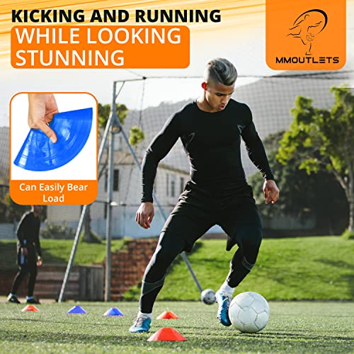 20 Pc Soccer Cones For Drills With Mesh Bag & Strap-Flexible, Heavy-Duty Sports Cones For Soccer Practice, Basketball, Fitness Training- Multi Color Agility Cones Sports For Indoor & Outdoor Games #TOP4