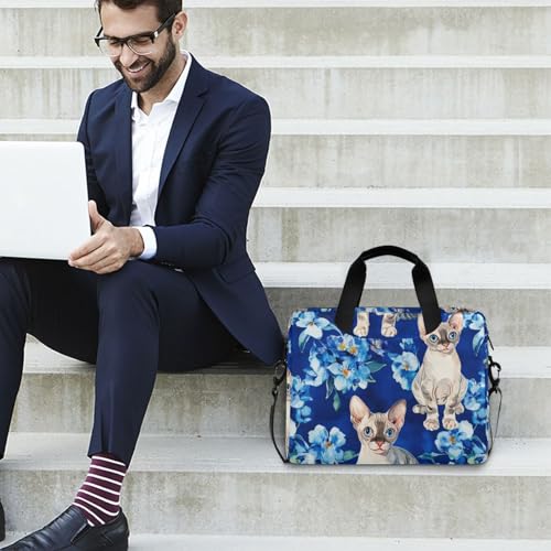 Maletín para laptop 15.6 pulg azul con estampado gato miniatura 3