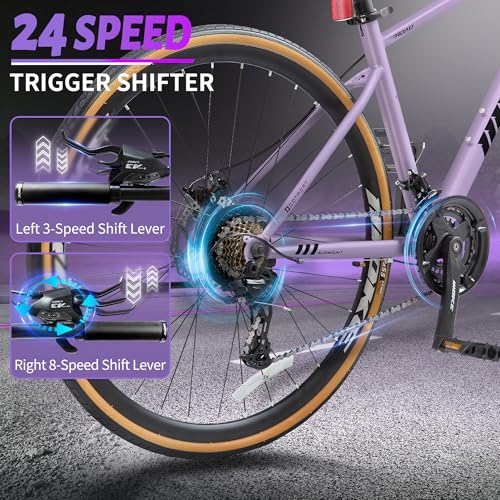 Image of DEYGIA Hybrid Bike, 24-Speed 700C Wheel Hybrid Bicycle with Dual Disc Brakes, Trigger Shifting, Internal Wiring Frame, Lightweight City Commuter Bicycle for Men Women Adult, Multiple Colors