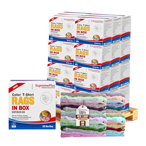 Image of New Colored Cotton Knit T Shirt Cleaning Cloths Bulk, 600 lb Pallet, 24x25 lb Boxes, Durable Shop Rags for Workshop Use, Multipurpose Cleaning Rags for Polishing & Industrial Use (CBX)
