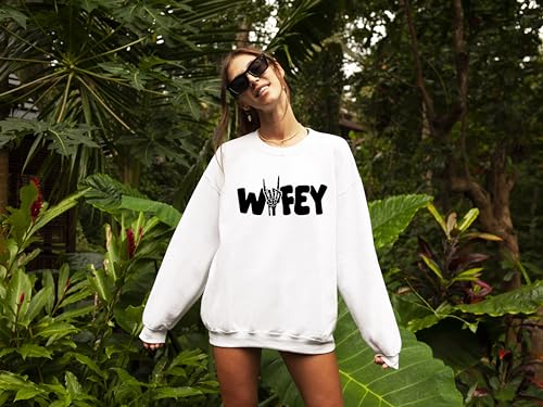 Olive Loves Apple Wifey Skeleton Rock n Roll Honeymoon Sweatshirt for Bride Gift3