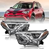 TUSDAR Headlight Assembly w/o LED fits For 2016 2017 2018 Toyota RAV4 16 17 18 Halogen OE Style Headlamp Left Driver and Right Passenger Side