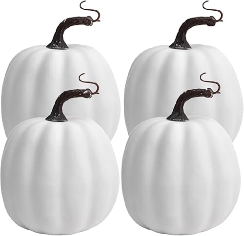 Miniatura 6 de WESAPPINC Calabazas artificiales, 2 calabazas grandes negras surtidas, calabazas grandes de cosecha sintética para otoño, Acción de Gracias,
