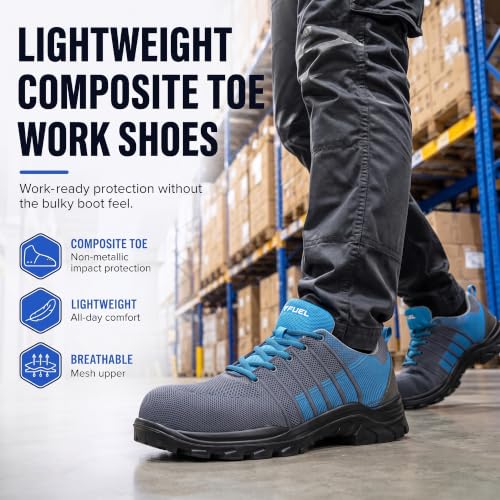 Image of FUEL Aqua Safety Shoes for Men | Lightweight Industrial Steel Toe Safety Shoe | Breathable Knitted Upper | Anti-Bacterial PU Sole | ISI Marked Work Shoes for Men
