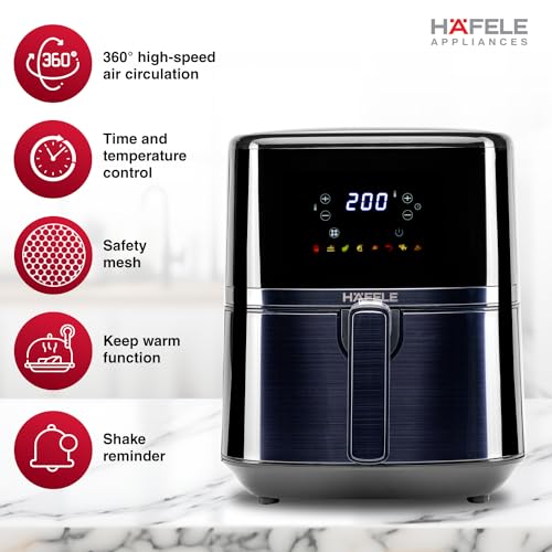 Image of Hafele NOIL Lite Air Fryer, 4.5L Digital Air Fryer with 360 Steam + Rapid Air Circulation Technology & Touch Panel, 8 Preset Menus, Non-Stick Air Fry Basket, 1800W, (Black)