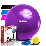 Exercise Ball with Foot Pump (GYM QUALITY FITNESS BALL) - 2000lbs Anti-burst - Also Known as: Fitness Ball - Yoga Ball - Swiss Ball - Multiple Colors and Sizes - (Purple, 75cm)