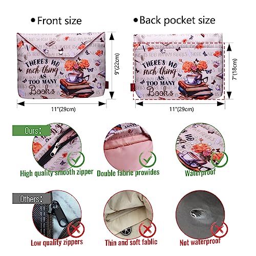 LParkin Book Cover with Zipper, There's Nothing Like Too Many Books Protective Cover, Washable Cloth Book Covers - Image 2
