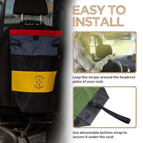 Image of Living in a Bubble Wet Dry Laundry Bag - Portable Waterproof Laundry Hamper for RV, Campervan & Travel - Foldable Clothes Organizer with Separate Wet & Dry Compartments