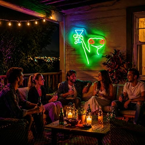Image of Neon Sign, Lizard Martini Neon Signs for Wall Decor - Dimmable LED Signs for Bedroom, Living room, Gaming Room, Party, Bar, Home Decor - USB Powered Light Up Sign Decorations Gift
