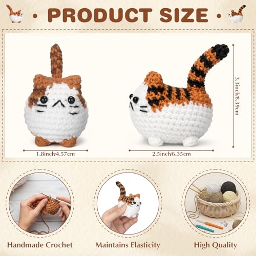 6 Pcs Crochet Cat Figurines Handmade Knitted Cute