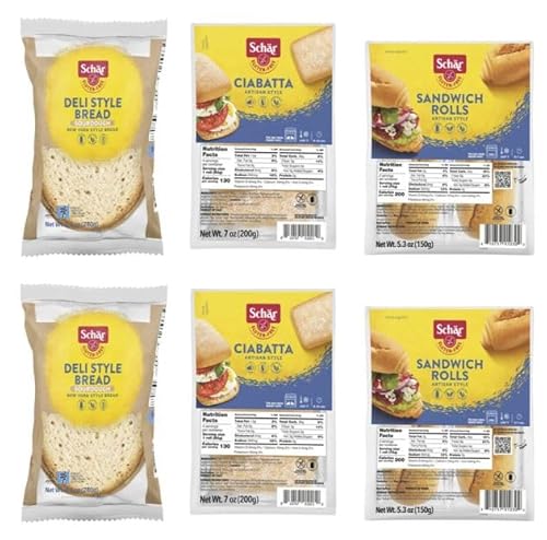 Schar Gluten Free Bread Variety Pack – 2 Schar Deli Style Bread, 2 Schar Ciabatta Rolls, 2 Schar Sandwich Rolls – For Healthy Snacks and Meals Schar Gluten Free Bread Variety Pack – 2 Schar Deli Style Bread, 2 Schar Ciabatta Rolls, 2 Schar Sandwich Rolls – For Healthy Snacks and Meals