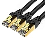 Veetop 2m/6.5ft 3Pack CAT8 Ethernet Cable 40Gbps 2000Mhz High Speed Gigabit SFTP Lan Network Internet Cables with RJ45 Gold Plated Connector for Use of Smart Office Smart Home System iOT Gaming