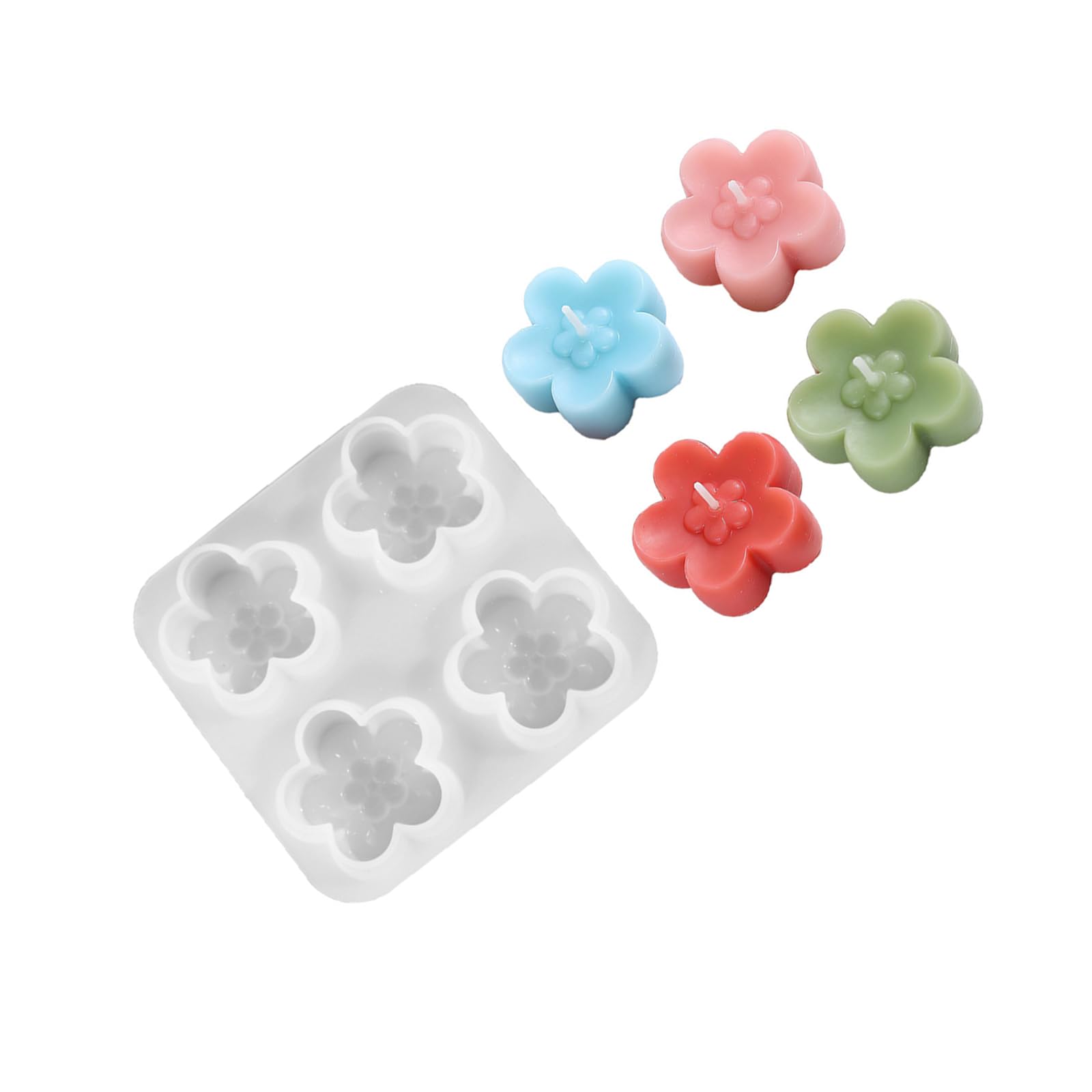NVOQILIN 4 Cavities Flower Silicone Molds Food Grade Silicone Easy Demolding for Resin Casting Soap Chocolate Baking Tool Elastomer Cast