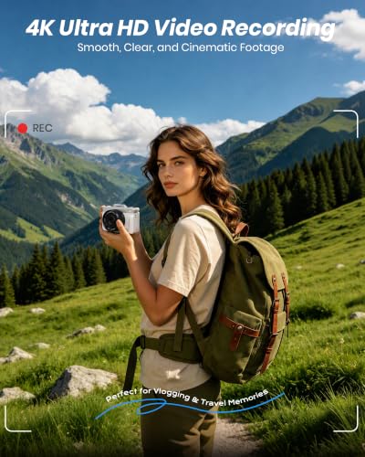 IKUCAM 4K Digital Camera 64MP WiFi 3''180°Flip Screen Autofocus 16X Zoom | Compact Cameras for Photography Beginners Teens Travel, Point and Shoot Vlogging Camera with 32GB SD Card - image 3