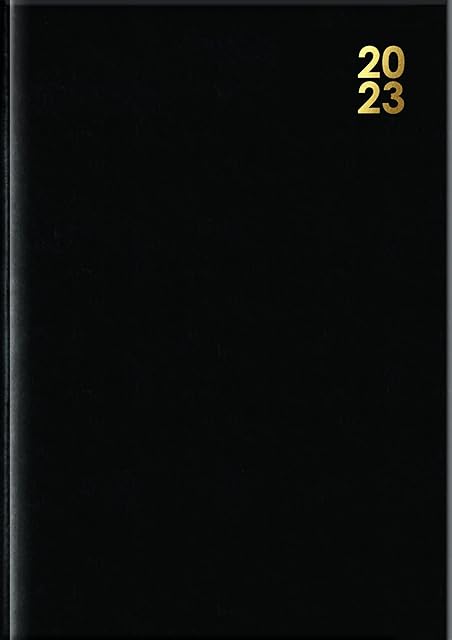 DESIGN GROUP 2023 Premium Black Hard Cover Desk Diary Week to View A4 Home Office Planner