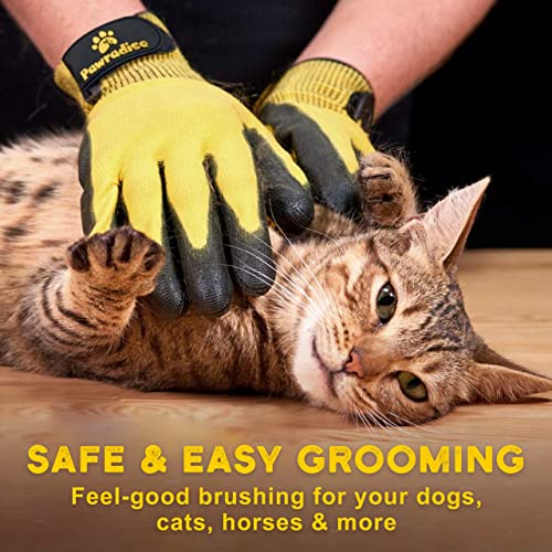 Pet Grooming And Bathing Gloves - Effective Pet Hair Remover For Cats, Dogs & Horses - Long & Short Fur - Deshedding Gloves For Pets #TOP5