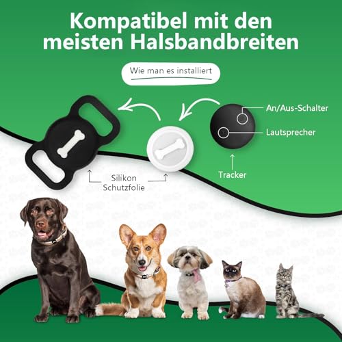 Hunde Tracker, Haustier Tracker mit Hundehalsband,ohne monatliche Gebühren für Standortverfolgung, Arbeit mit Find My, Not GPS- Nur iOS