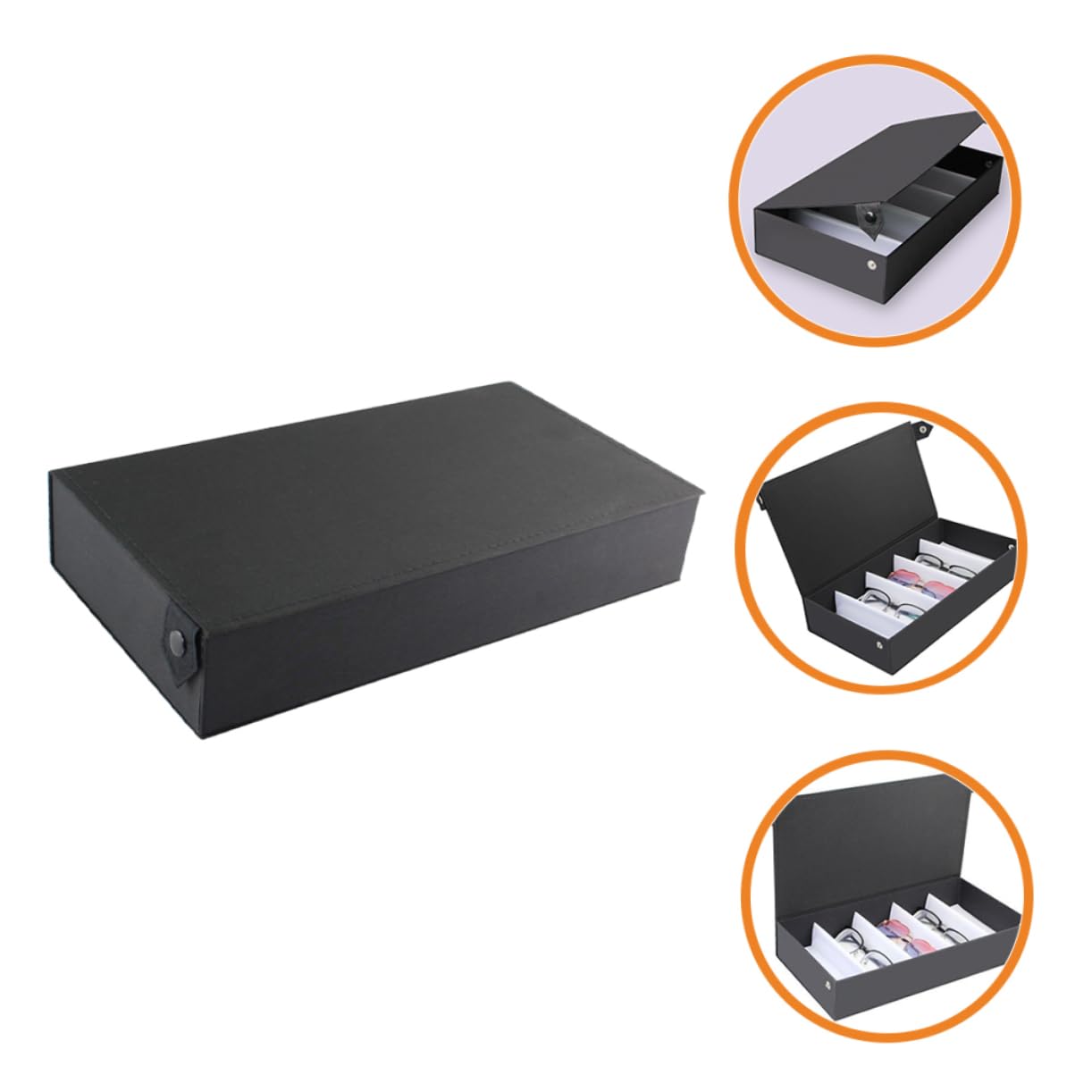 PACKOVE caja de almacenamiento de gafas Poseedor estuches de con esponja embalaje sunglasses organizer relojero organizador hombre organizador de gafas de sol Lentes cuero pu Black