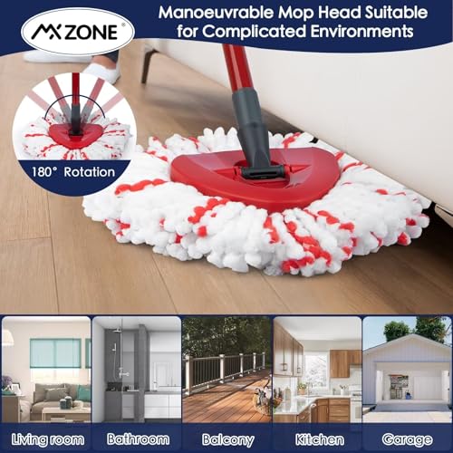 MXZONE Spin Mop Replacement Heads Compatible with O-Cedar EasyWring 1-Tank System - Microfiber Mop Head Refills for Deep Floor Cleaning, Scrub Pad for Tile Hardwood Kitchen, 2 Pack - Thumbnail 4
