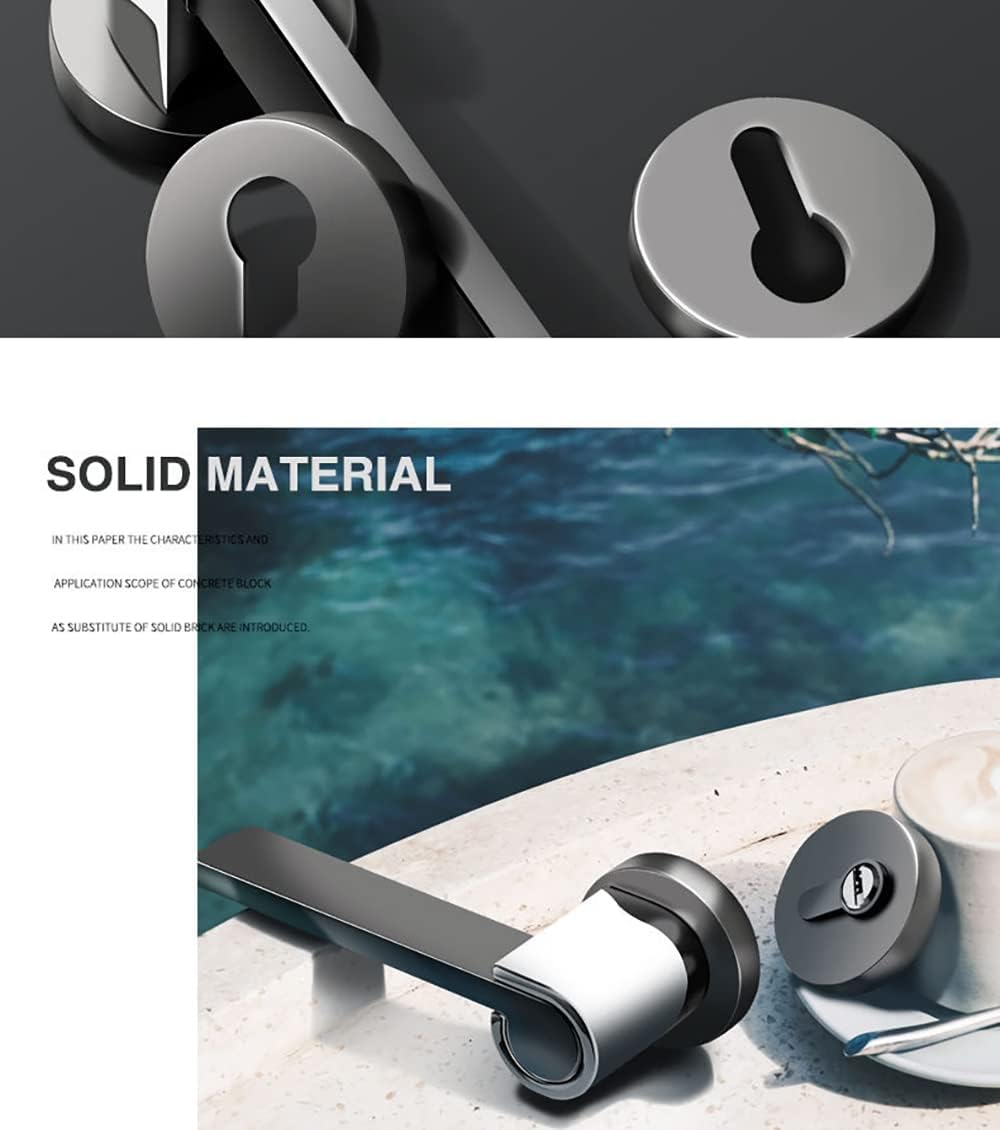 Privacy Door Lever Handles - Zinc Alloy Bed Bath Lockset for Bedrooms & Bathrooms - Left or Right Handing(ModelE)