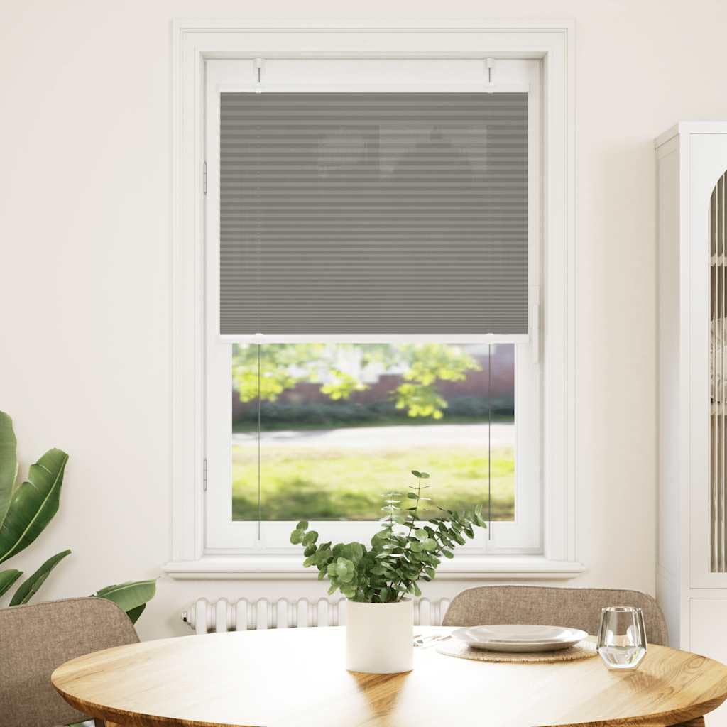 Tenda plissettata antracite, 40 x 100 cm, larghezza tessuto 39 cm, in poliestere, plissettata in poliestere, 40 x 100 cm, per finestre con protezione solare e frangivista