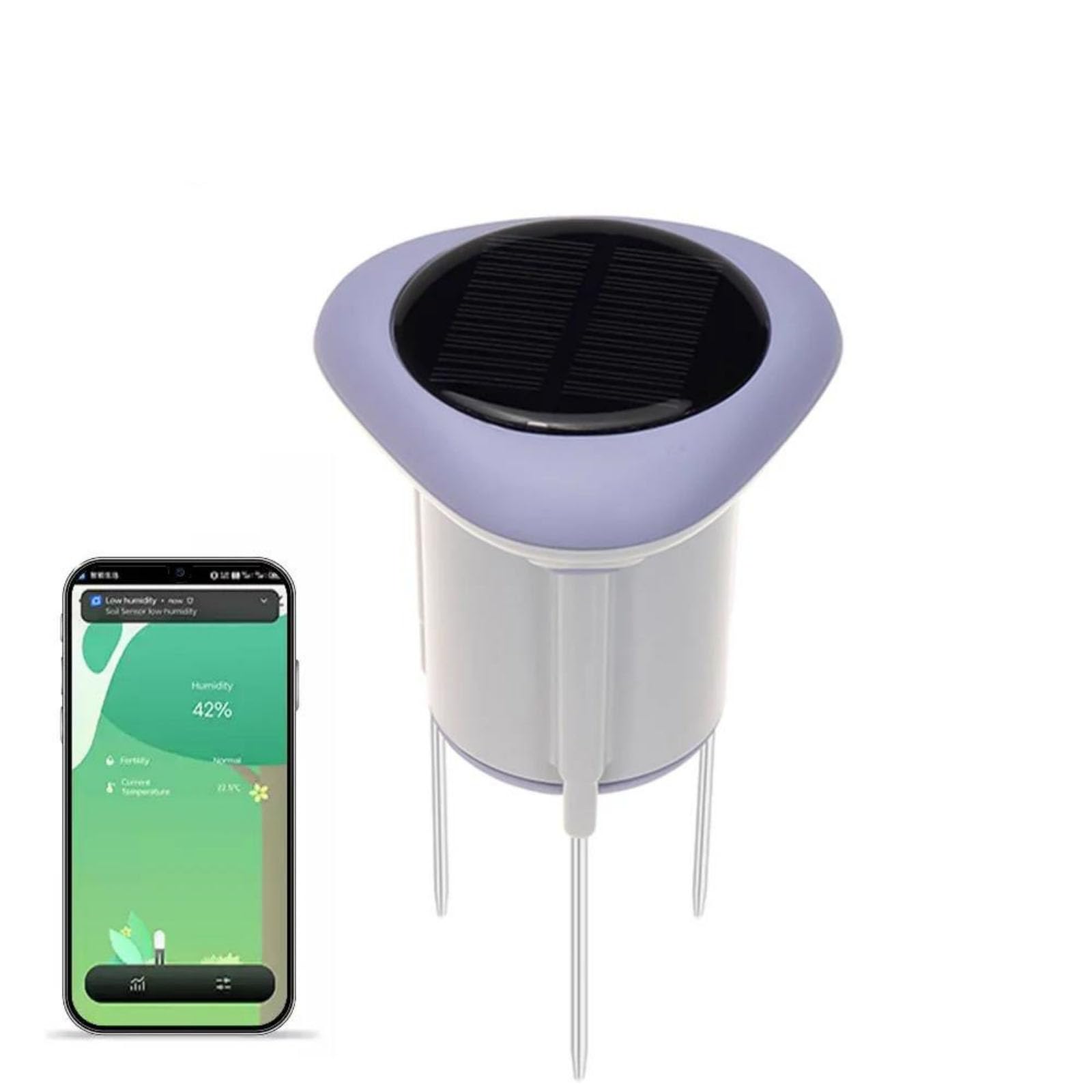 MCYVZMVOQ Soil Moisture Meter,Wireless Tuya Smart Solar Soil Sensor Temperature Humidity Soil Tester APP Control Soil Thermometer for Garden