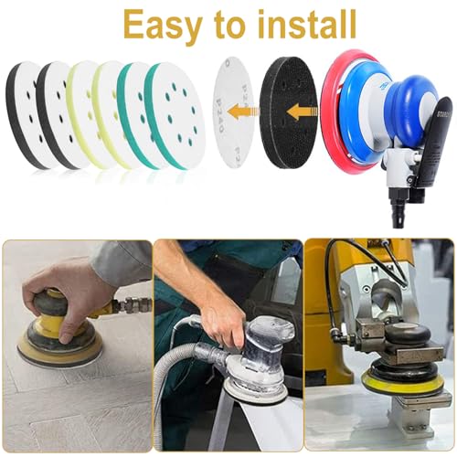 6 Stück Schleiftellerschoner Softauflage, 125 mm Schwamm Interface Pad Kissen Pad Klett, Schwamm Schleifen Soft Pads, Spezielle Ersatzpads für Schleifmaschinen(8 Löcher)
