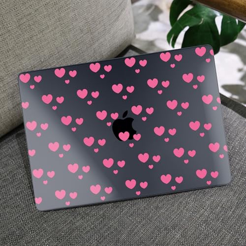 Image of MEEgoodo Case for M5 /M4 /M3 /M2 MacBook Air 13 inch 2026 2025 2024 2022, Fit Model A3449 /A3240 /A3113 /A2681, Case Compatible with MacBook Air 13.6-inch, Pink Hearts