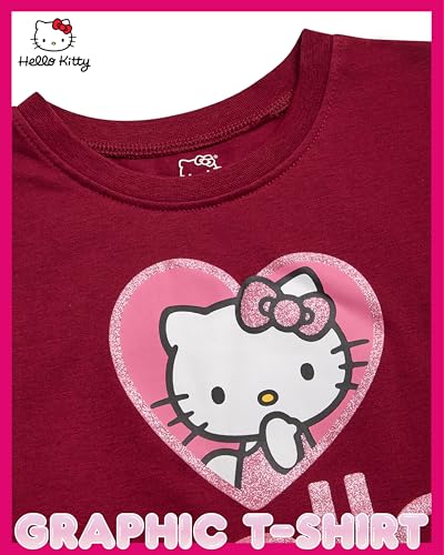 Image of Hello Kitty Girls Shirts - Short Sleeve Cute Casual Crewneck Graphic Tees Shirts for Girls Tops T-Shirt (Sizes: 4-12),