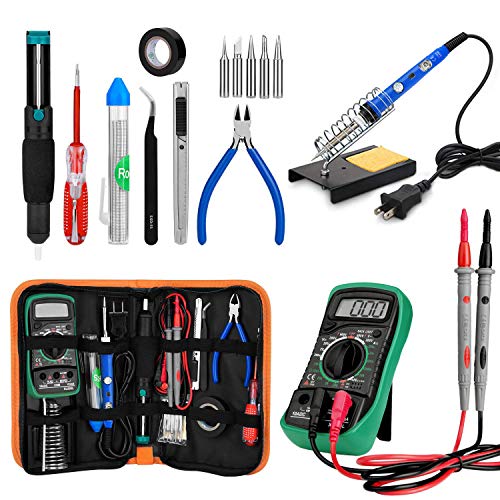 eletecpro Soldering Iron Kit Electronics,60w 110V Adjustable Temperature Welding Tool with ON/Off Switch