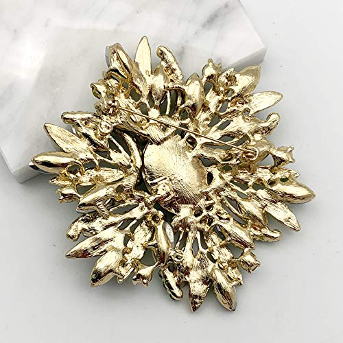 Image of SELOVO 3.5 inch Huge Big Large Brooch Pendant Scarf Hats Decoration Blue Flower Pin Gold Tone