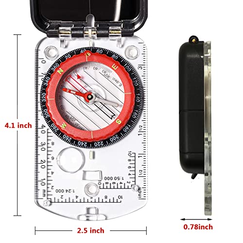 Brújula para senderismo impermeable con espejo y cuerda miniatura 4