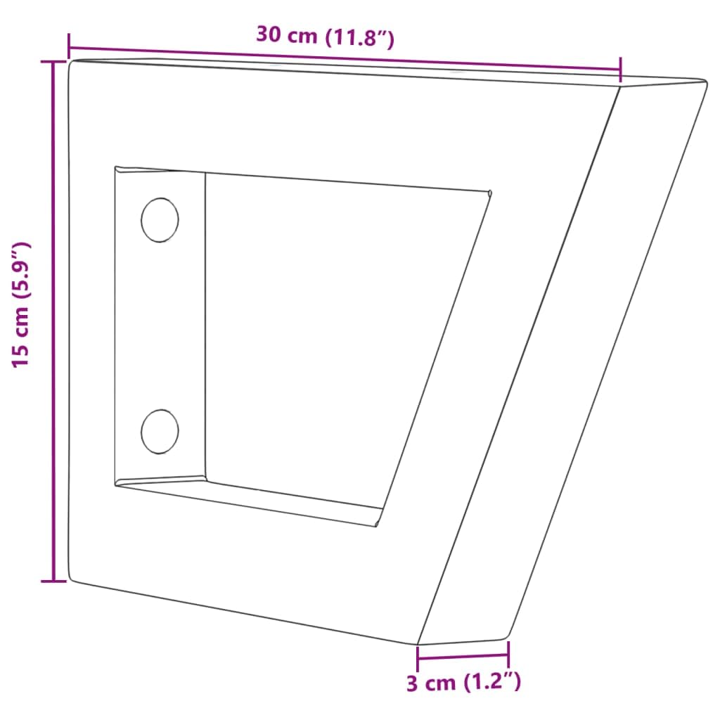 Juego de 2 soportes para lavabo, color blanco, trapezoidal, de acero, 15 x 30 cm, montaje en placa de pared, consola para baño, cocina, soporte de 100 kg