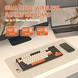 FREEWOLF M88 Wireless Gaming Keyboard, Hot Swappable TKL Mechanical Keyboard, Bluetooth/2.4Ghz Dual Mode Connect, Type C/USB A 2-in-1 Receiver, 87 PBT Keycaps Red Switch for PC/MAC - Grey & Orange - Image 3