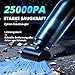 Handstaubsauger Akku Kabellos, 25000pa Auto Staubsauger Stark mit Bürstenloser Motor, 4-in-1Mini Staubsauger mit Autozubehör, Nass & Trocken mit Waschbar Filter für Tierhaare, Büro, Haus (Schwarz)